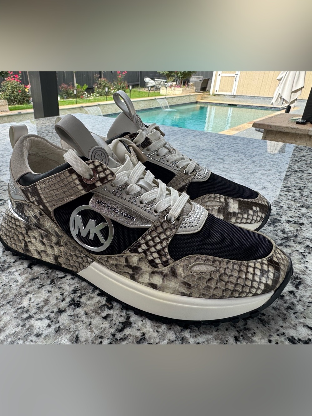 Michael Kors Men's Snake-Print and Black Logo Sneakers